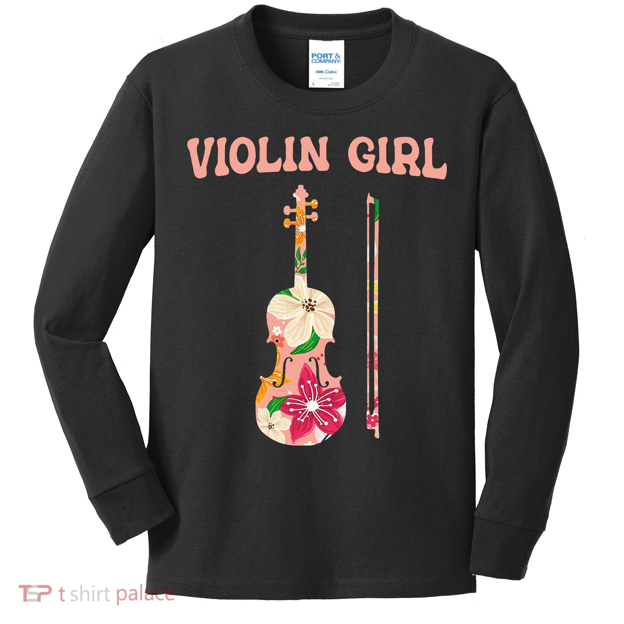 Funny Violin Stringed Musical Instrument Violin  Kids Long Sleeve Shirt