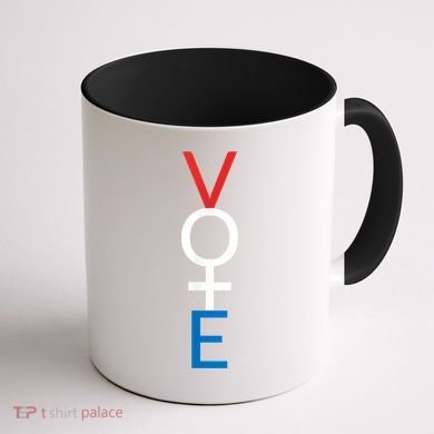 Feminist Vote Shirt Red White Blue Voting Election Coffee Mug back