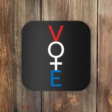 Feminist Vote Shirt Red White Blue Voting Election Coaster