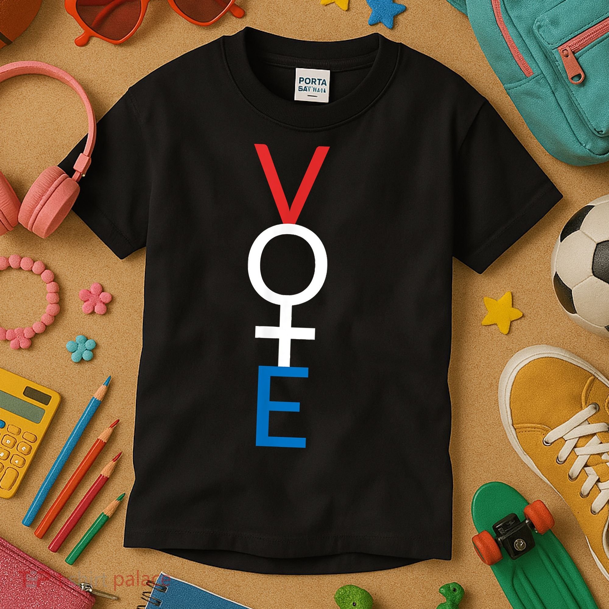Feminist Vote Shirt Red White Blue Voting Election Kids T-Shirt