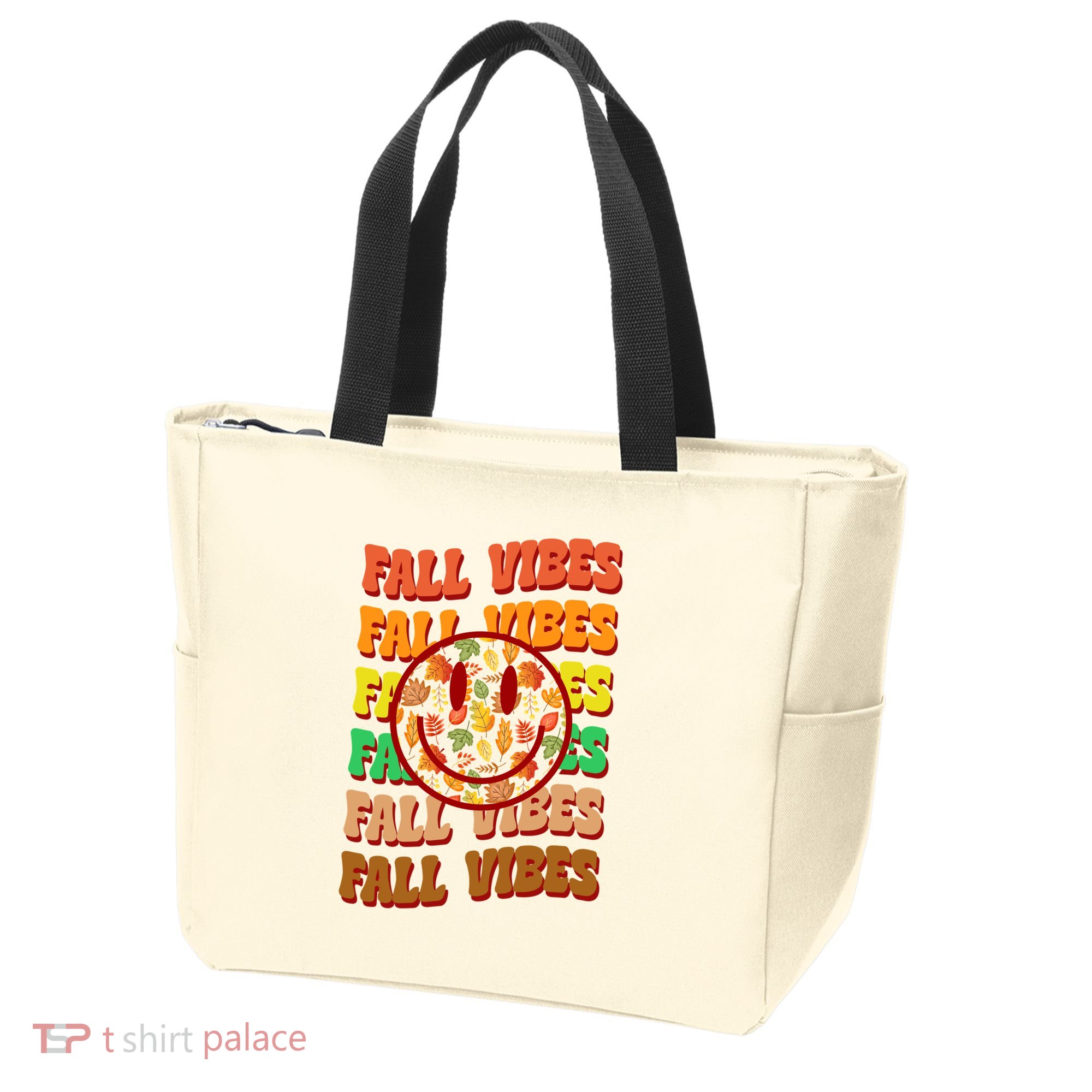 Falls Vibes Smile Face Retro Colorful Tote Bag