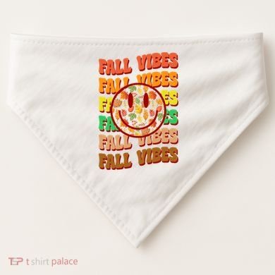 Falls Vibes Smile Face Retro Colorful USA-Made Doggie Bandana