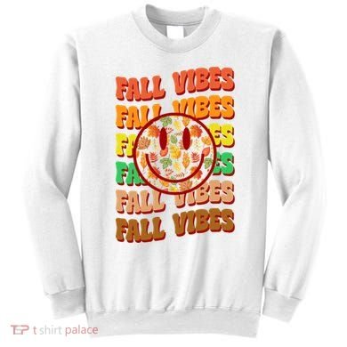 Falls Vibes Smile Face Retro Colorful Sweatshirt