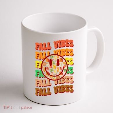 Falls Vibes Smile Face Retro Colorful Coffee Mug back