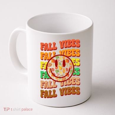 Falls Vibes Smile Face Retro Colorful Coffee Mug