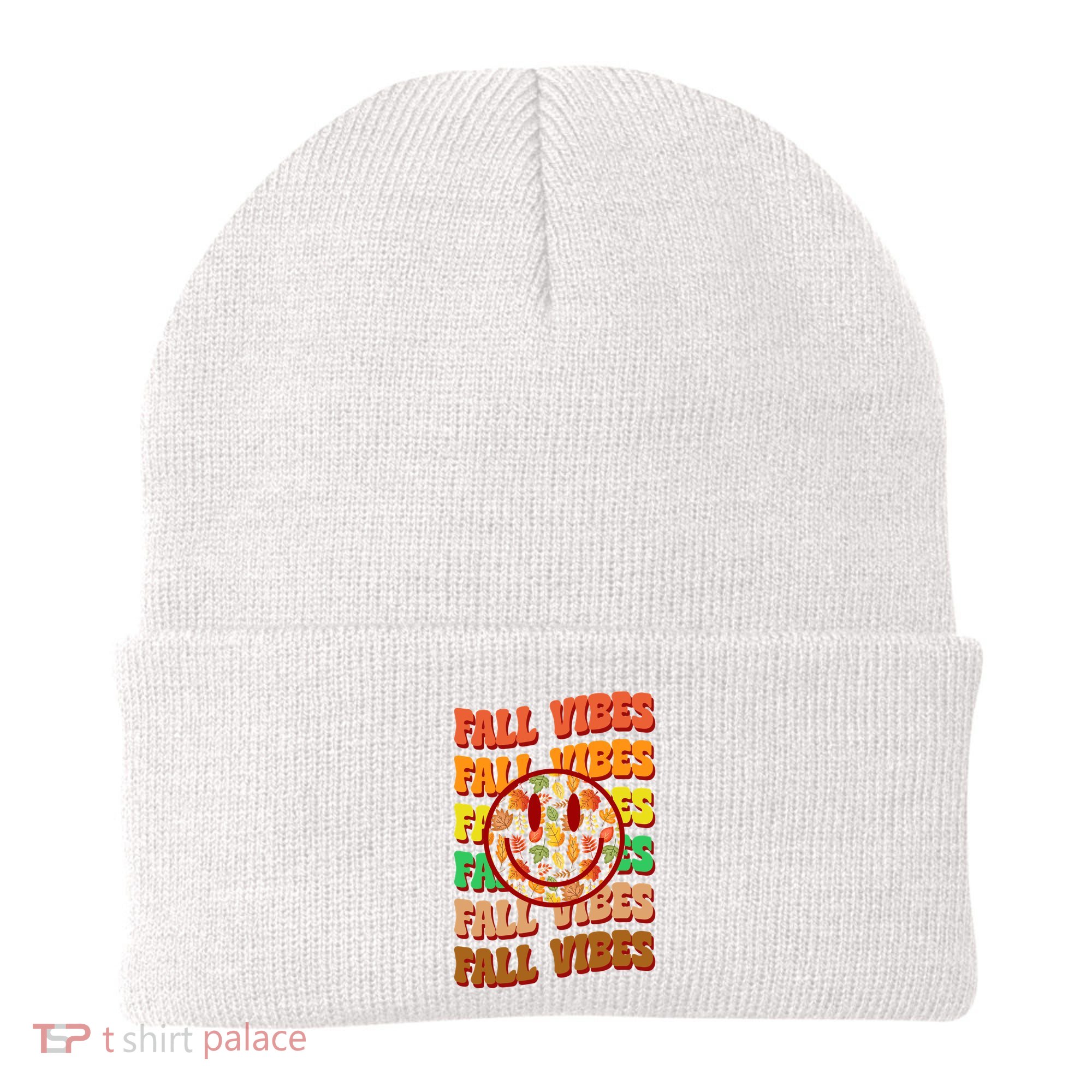 Falls Vibes Smile Face Retro Colorful Beanie