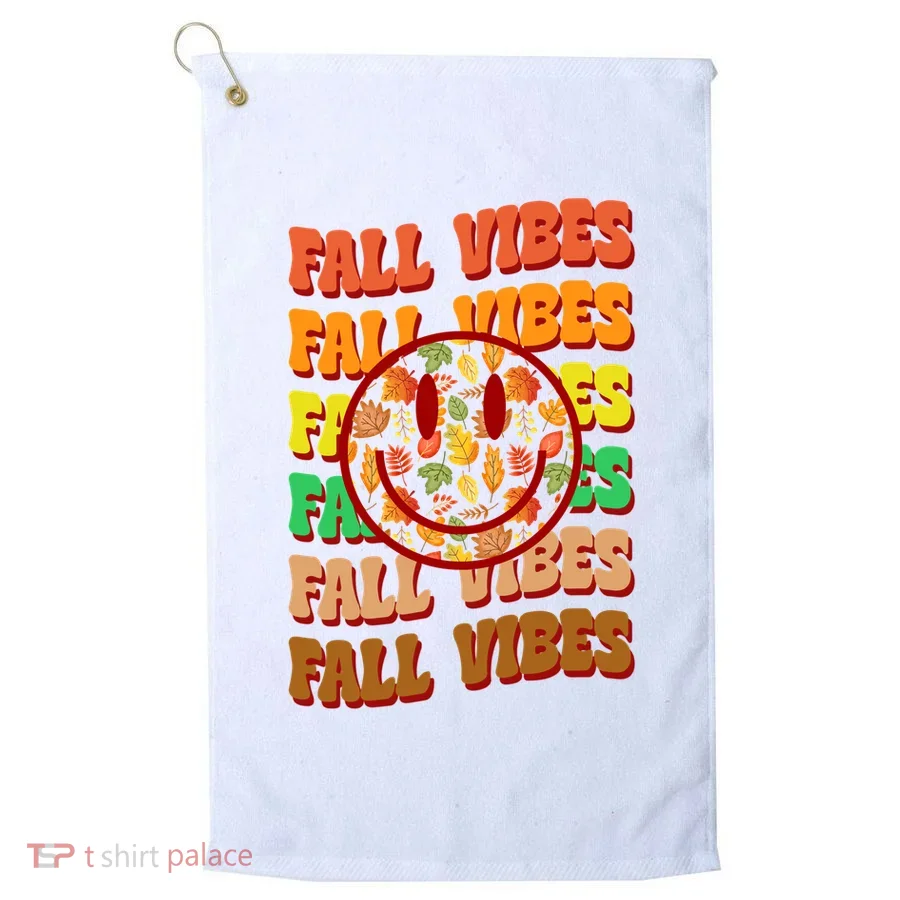 Falls Vibes Smile Face Retro Colorful Golf Towel