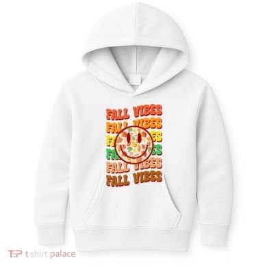 Falls Vibes Smile Face Retro Colorful Kids Hoodie