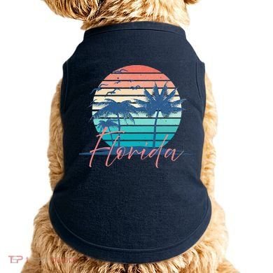 Florida Vintage Summer Vibes Beach Sunset Retro Palm Tree Doggie Tank
