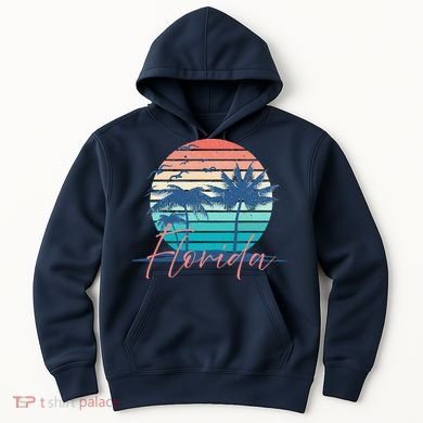 Florida Vintage Summer Vibes Beach Sunset Retro Palm Tree Hoodie