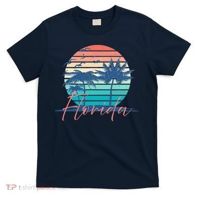 Florida Vintage Summer Vibes Beach Sunset Retro Palm Tree T-Shirt
