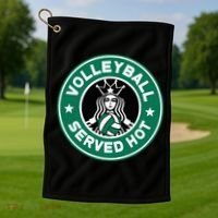 Funny Volleyball Served Hot Perfect Players Golf Towel thumb 1