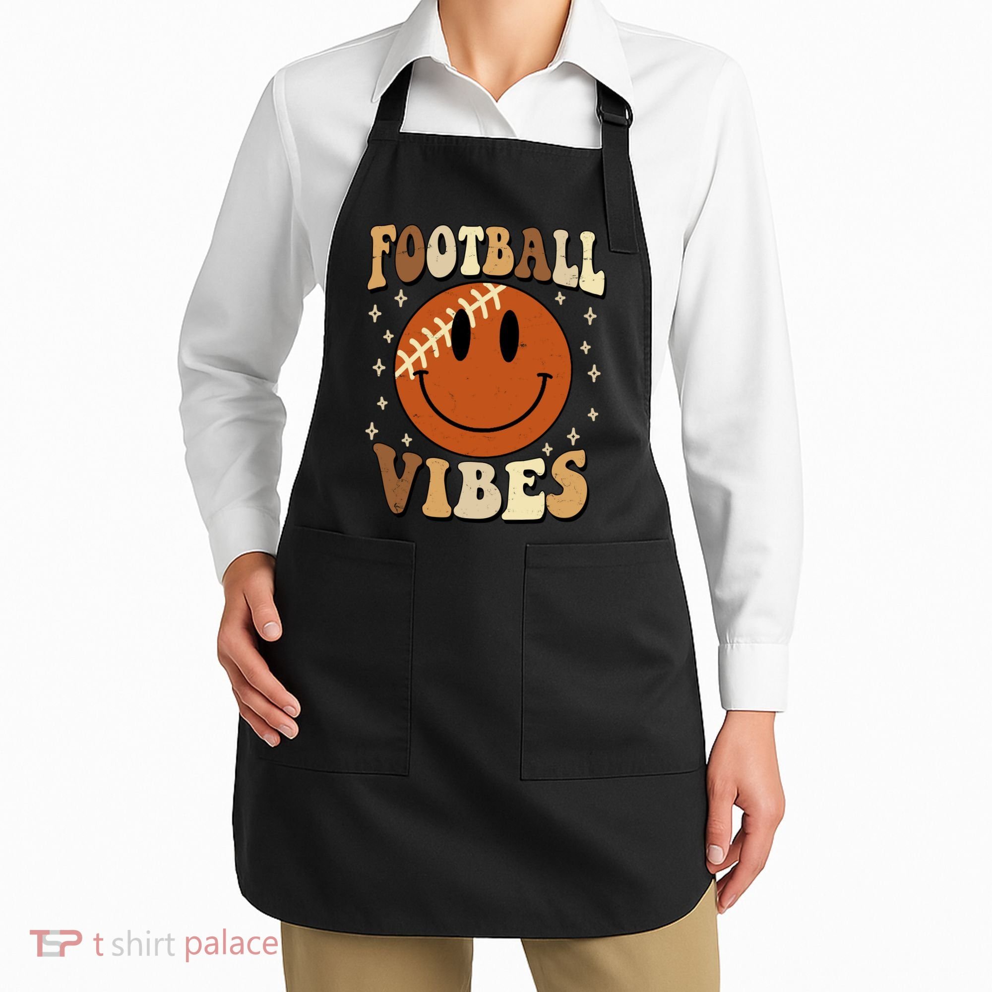 Football Vibes Smile Face Retro Apron