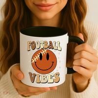 Football Vibes Smile Face Retro Coffee Mug thumb 3