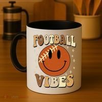 Football Vibes Smile Face Retro Coffee Mug thumb 4