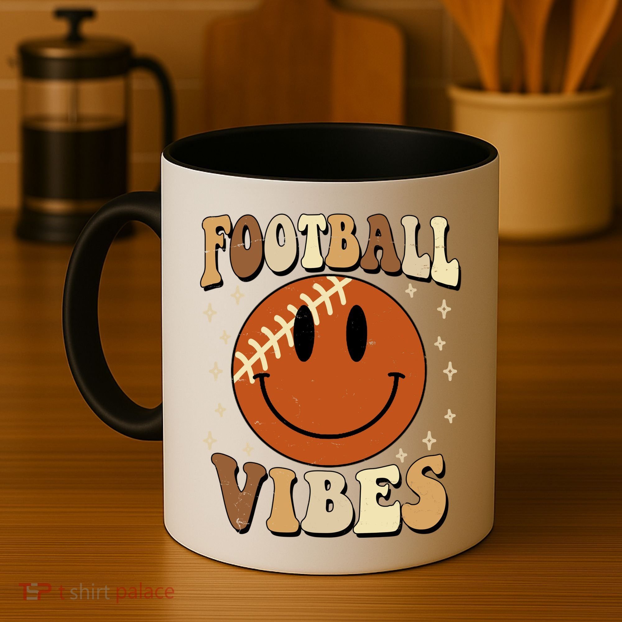 Football Vibes Smile Face Retro Coffee Mug