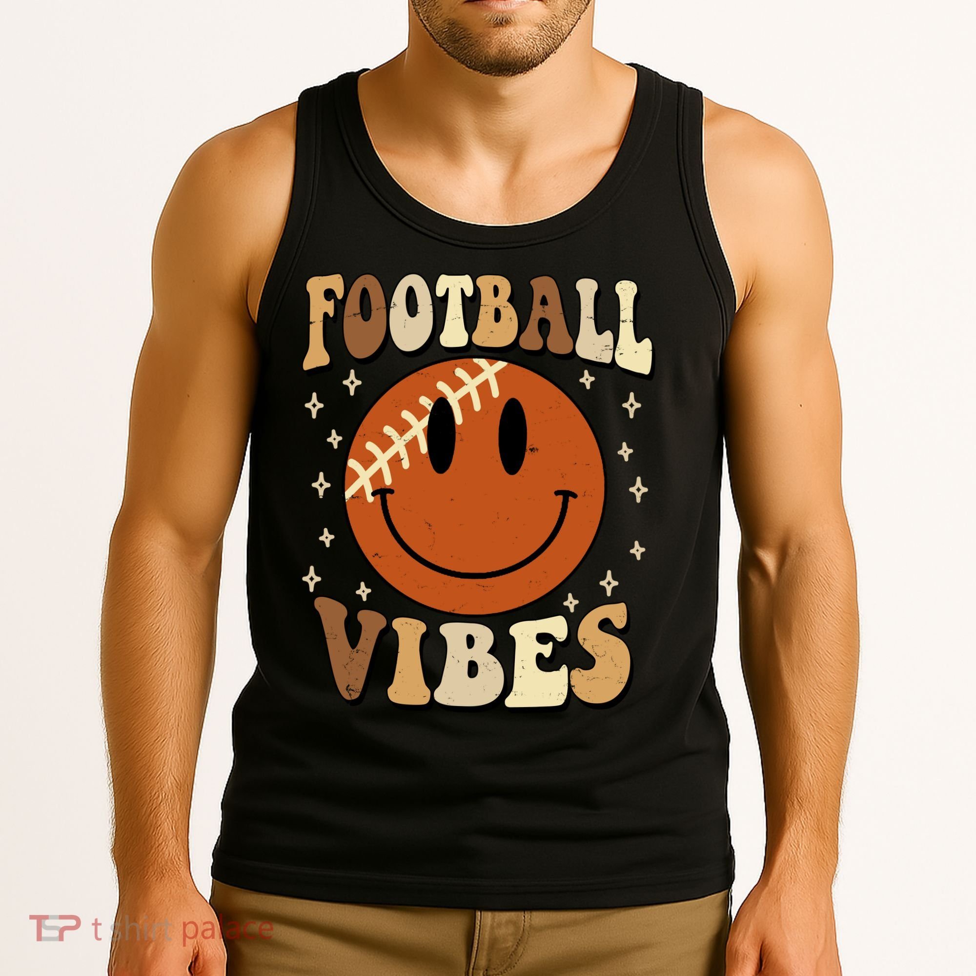 Football Vibes Smile Face Retro Tank Top