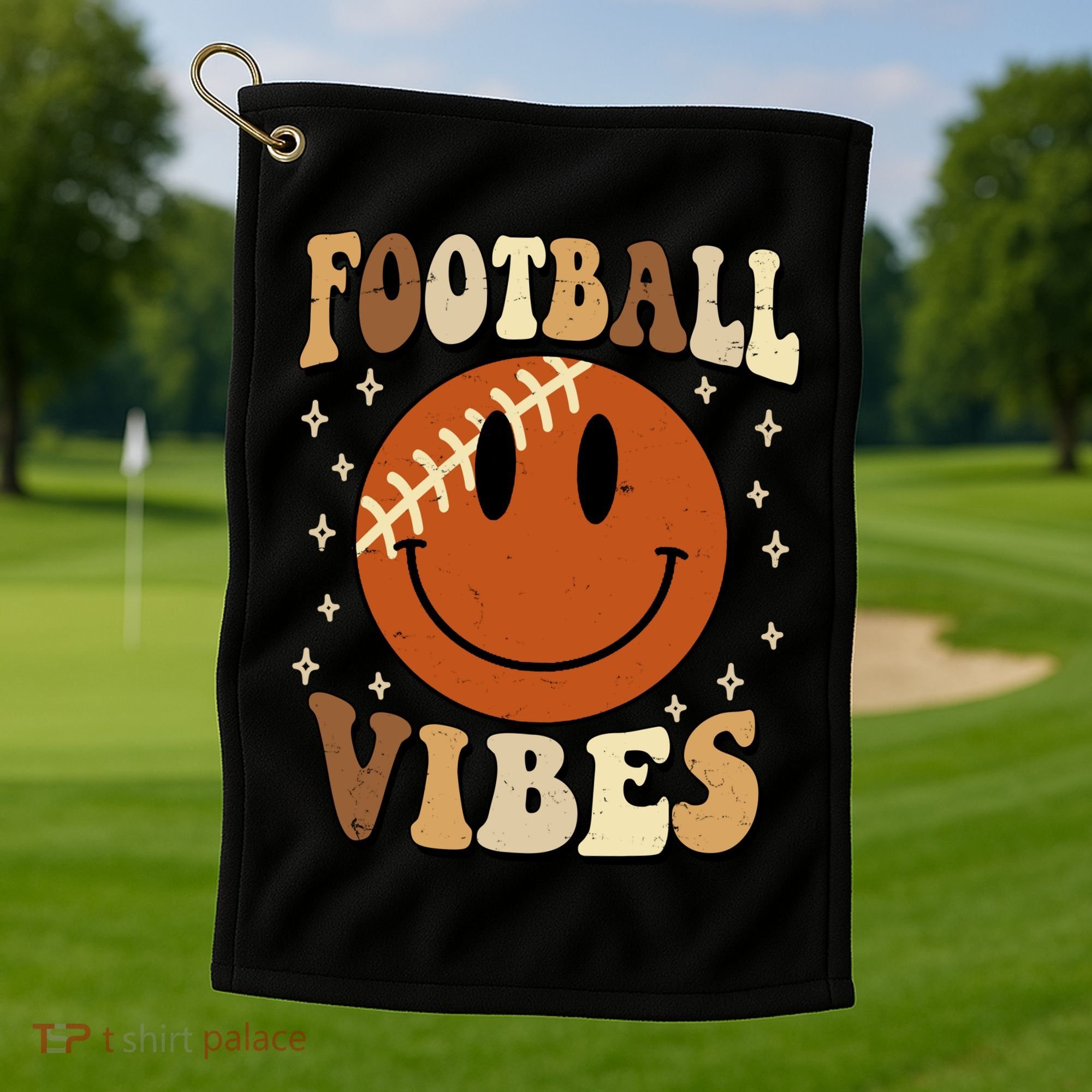 Football Vibes Smile Face Retro Golf Towel