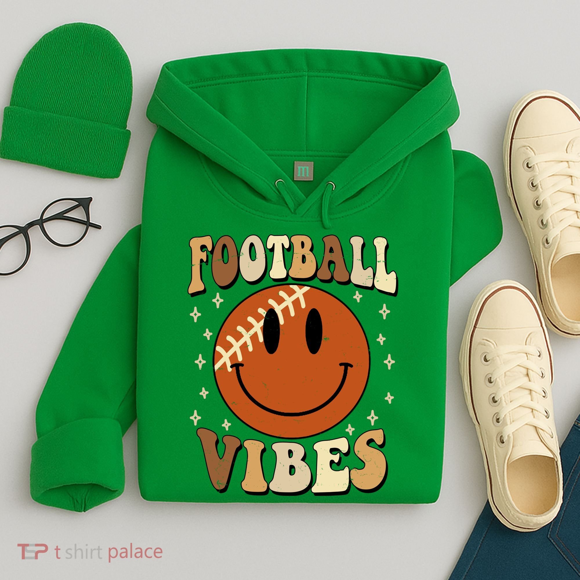 Football Vibes Smile Face Retro Hoodie