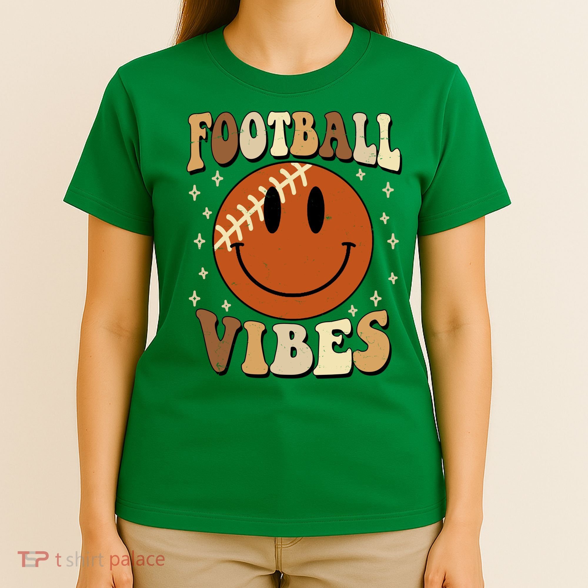 Football Vibes Smile Face Retro T-Shirt