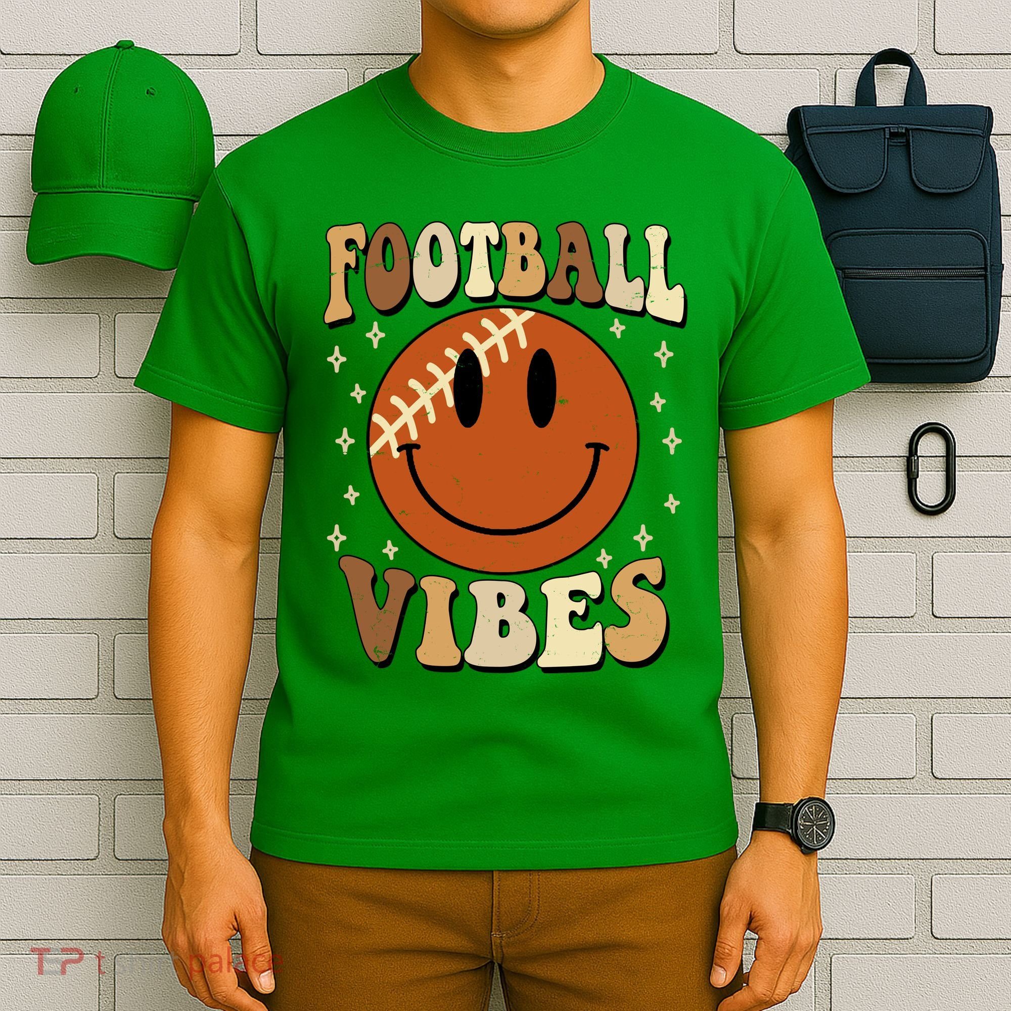 Football Vibes Smile Face Retro T-Shirt