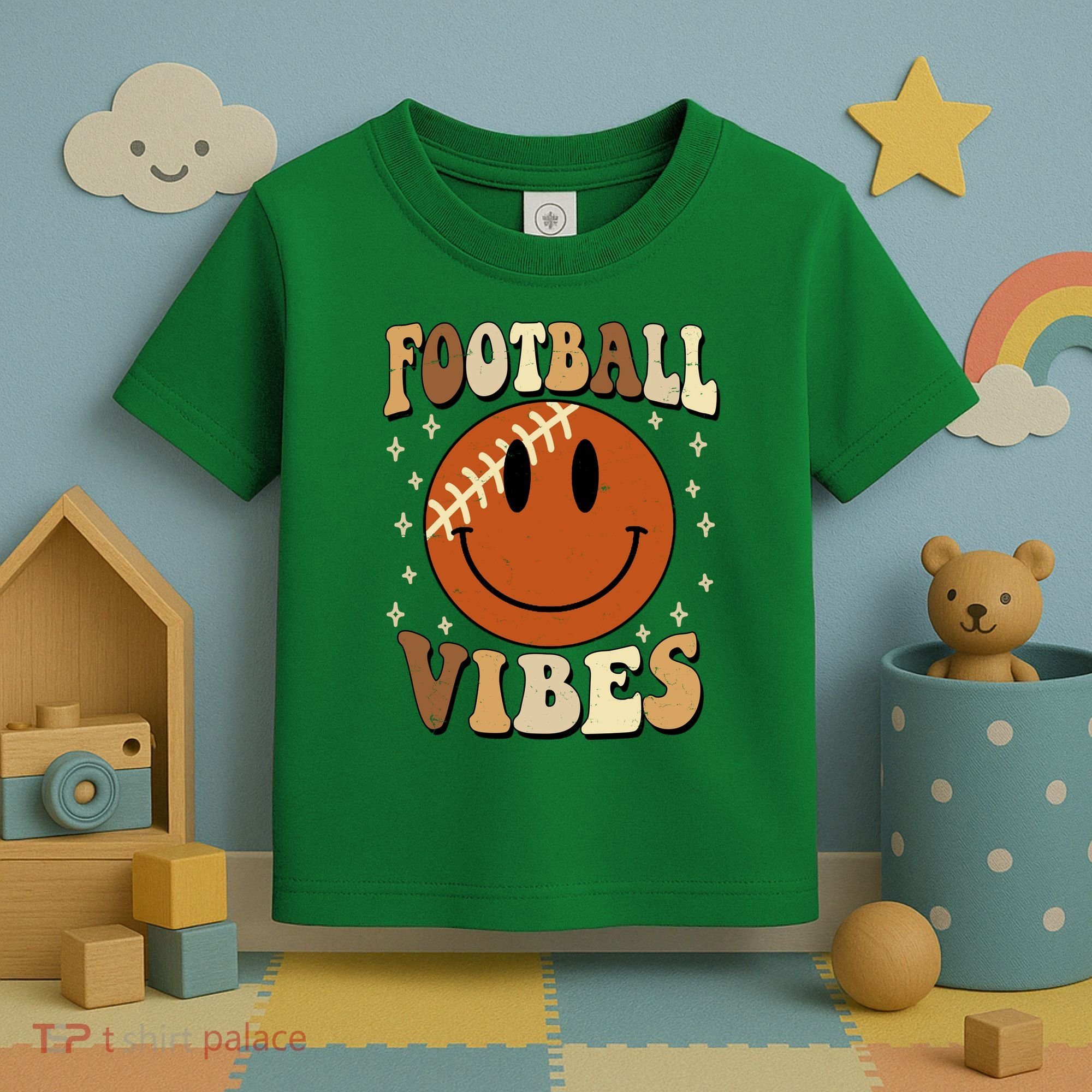 Football Vibes Smile Face Retro Toddler T-Shirt