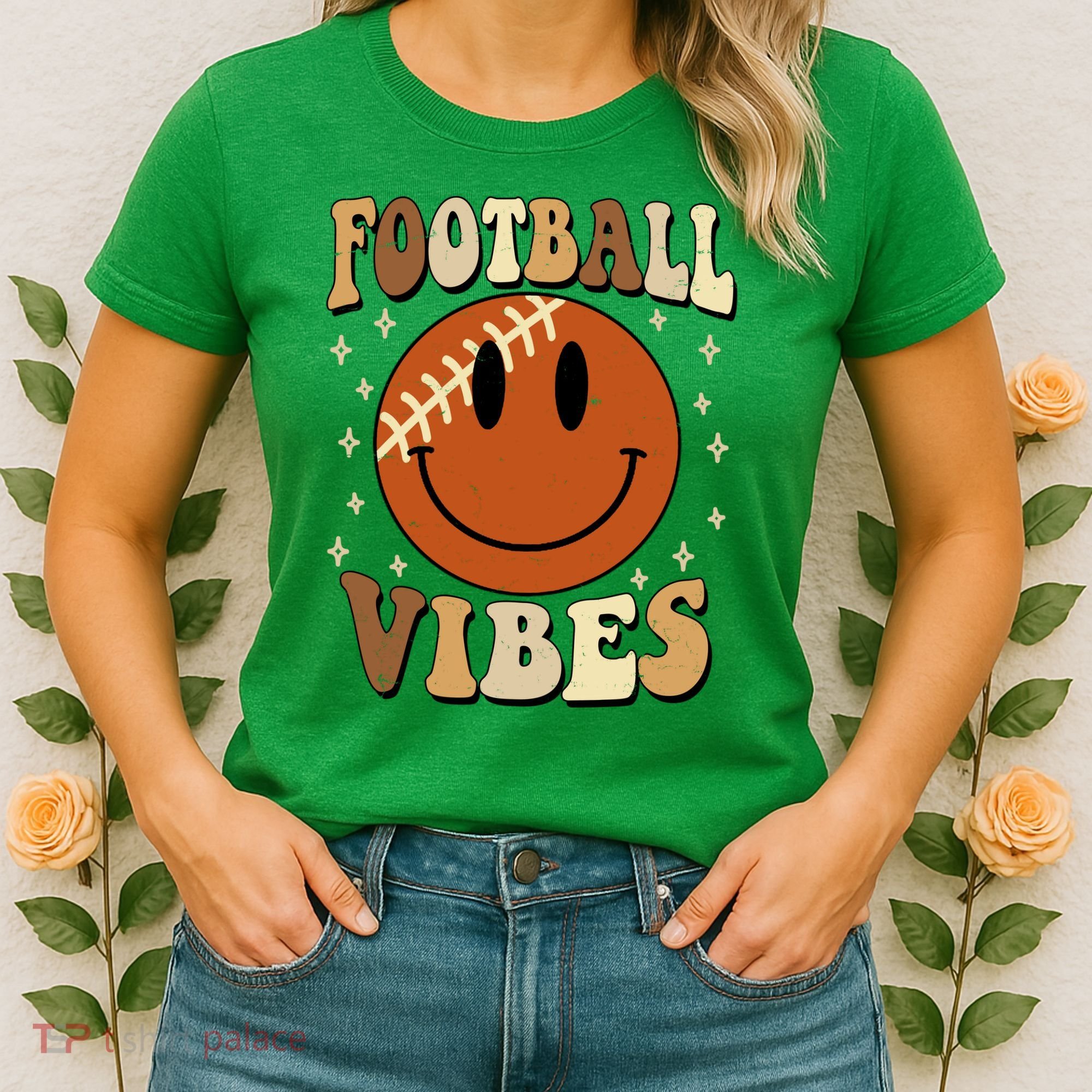 Football Vibes Smile Face Retro Women's T-Shirt
