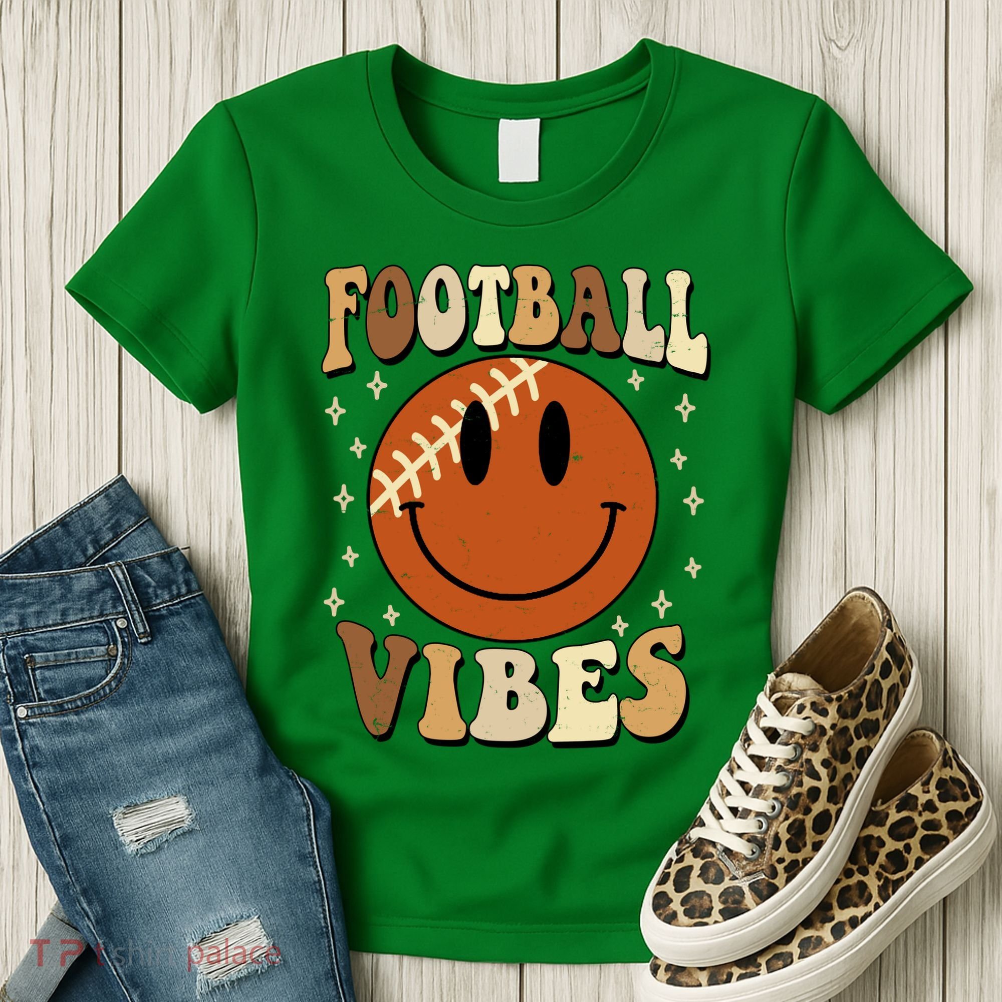 Football Vibes Smile Face Retro Women's T-Shirt