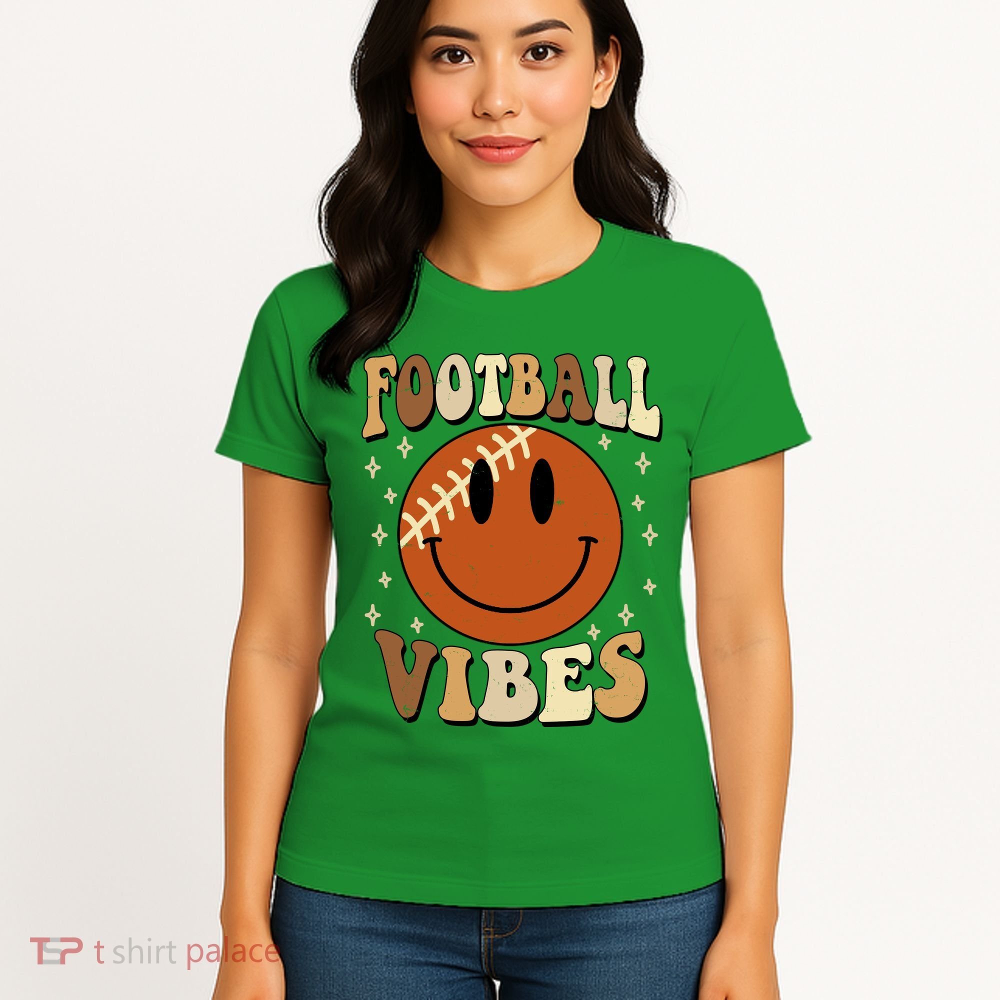Football Vibes Smile Face Retro Women's T-Shirt
