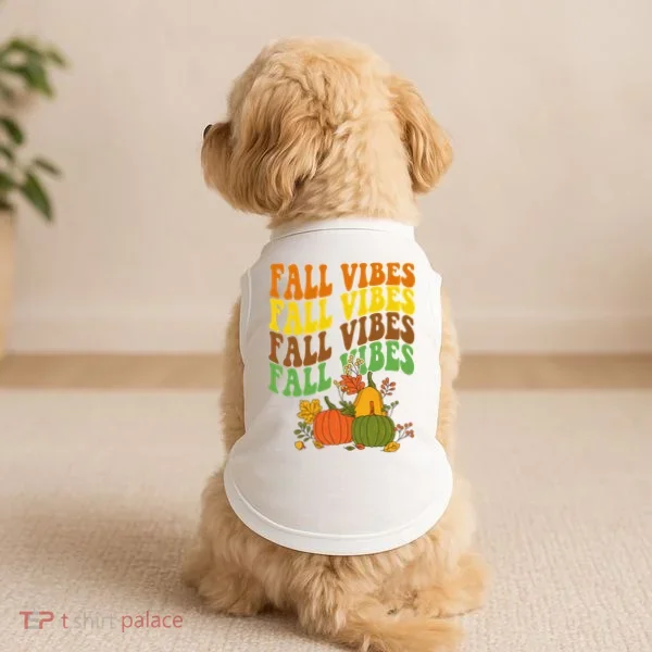 Fall Vibes Season Retro Pumpkin Doggie Tank