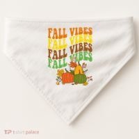 Fall Vibes Season Retro Pumpkin USA-Made Doggie Bandana thumb 0