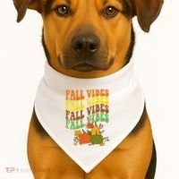 Fall Vibes Season Retro Pumpkin USA-Made Doggie Bandana thumb 1