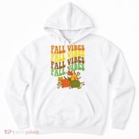 Fall Vibes Season Retro Pumpkin Hoodie thumb 0