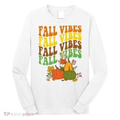 Fall Vibes Season Retro Pumpkin Long Sleeve Shirt