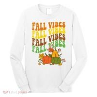 Fall Vibes Season Retro Pumpkin Long Sleeve Shirt thumb 0