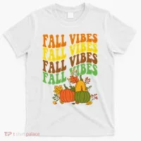 Fall Vibes Season Retro Pumpkin T-Shirt thumb 0
