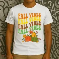 Fall Vibes Season Retro Pumpkin T-Shirt thumb 3