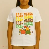 Fall Vibes Season Retro Pumpkin T-Shirt thumb 4