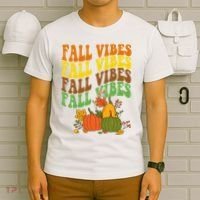Fall Vibes Season Retro Pumpkin T-Shirt thumb 6