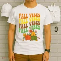 Fall Vibes Season Retro Pumpkin T-Shirt thumb 6