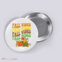 Fall Vibes Season Retro Pumpkin Button thumb 0