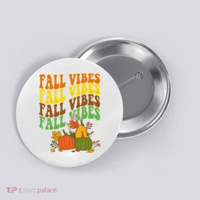 Fall Vibes Season Retro Pumpkin Button