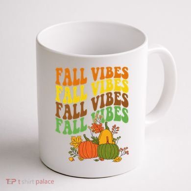 Fall Vibes Season Retro Pumpkin Coffee Mug back