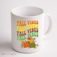 Fall Vibes Season Retro Pumpkin Coffee Mug thumb 1