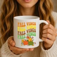 Fall Vibes Season Retro Pumpkin Coffee Mug thumb 3