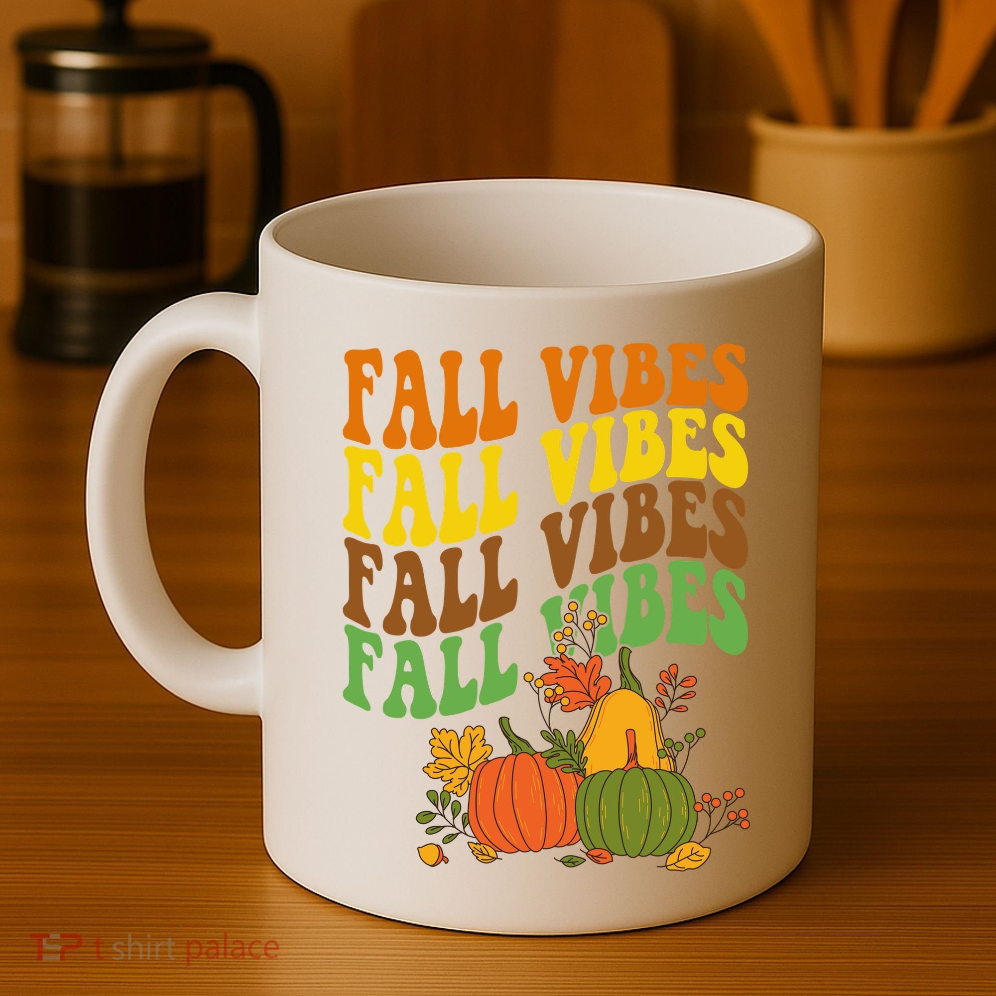 Fall Vibes Season Retro Pumpkin Coffee Mug