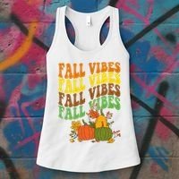 Fall Vibes Season Retro Pumpkin Women's Tank Top thumb 3