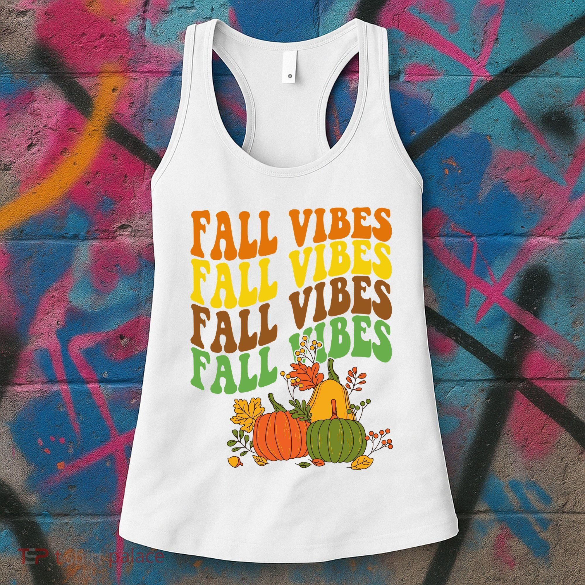 Fall Vibes Season Retro Pumpkin Women's Tank Top