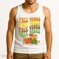 Fall Vibes Season Retro Pumpkin Tank Top thumb 3