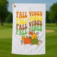 Fall Vibes Season Retro Pumpkin Golf Towel thumb 1